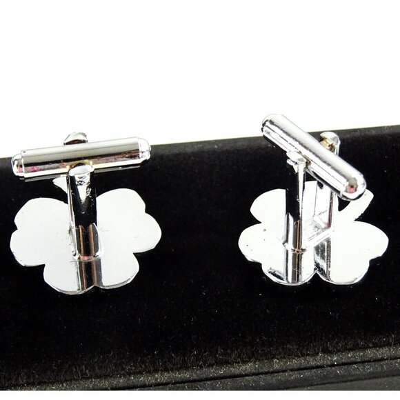 Mens Shamrock Clover Cufflinks St Patricks Day Irish Suit Accessory - Picture 2 of 2